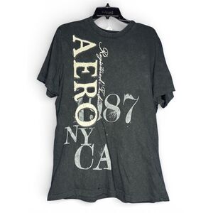 Aeropostale Mens Vintage Blue Distressed 1987 Graphic Tee XL Y2K NYC CA Spellout
